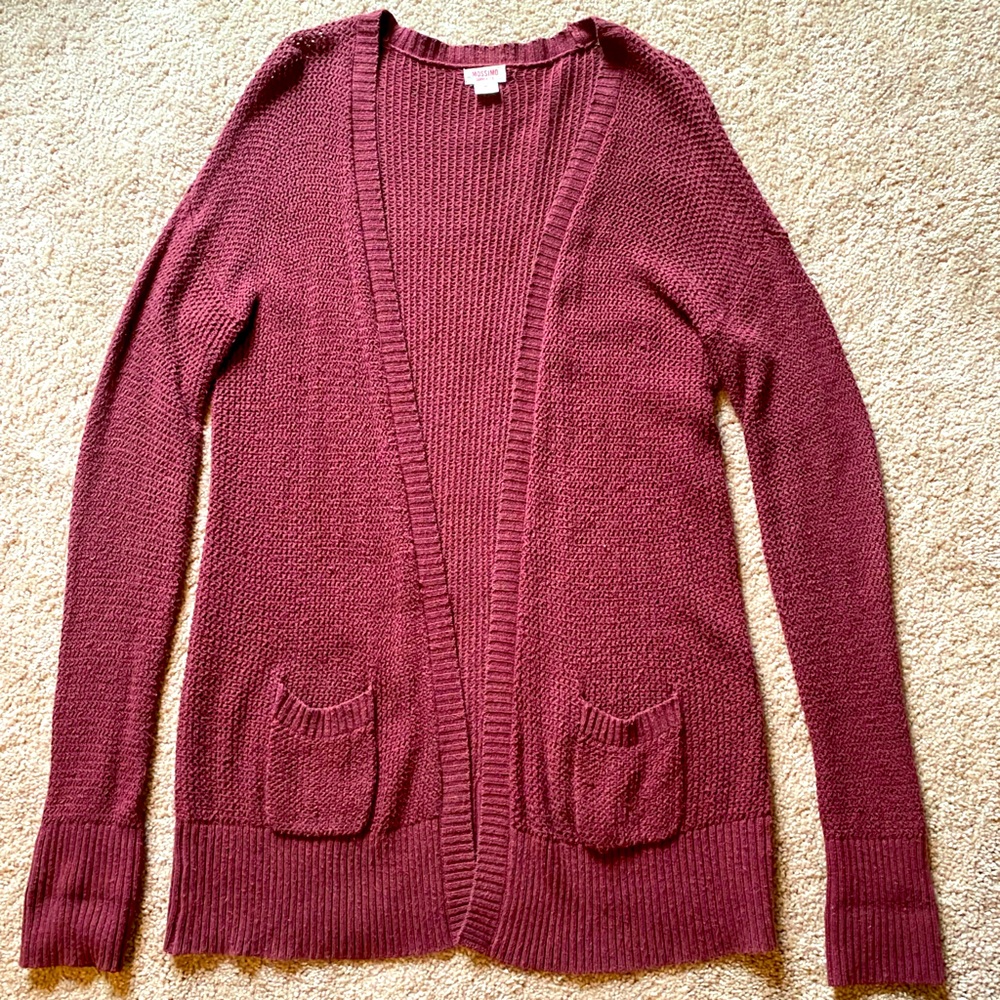 5/$25 Mossimo maroon cardigan/sweater :size medium)